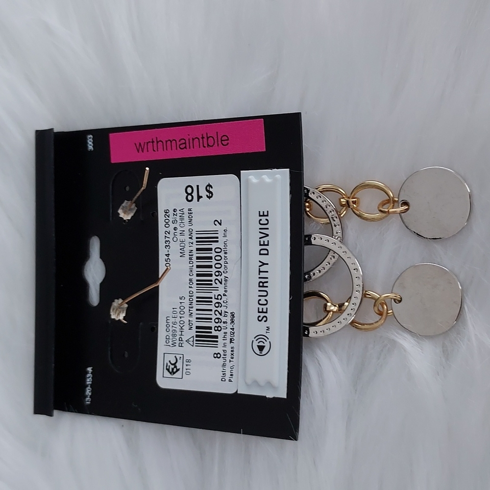 SILVER AND GOLD DISK EARRINGS - Picture 3 of 6
